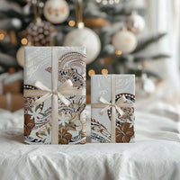 Polynesian Manta Ray Wrapping Paper Beige Floral Turtle Tattoo - Polynesian Pride