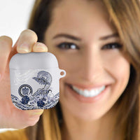 Polynesian Manta Ray AirPods Case Blue Floral Turtle Tattoo - Polynesian Pride