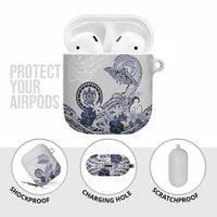 Polynesian Manta Ray AirPods Case Blue Floral Turtle Tattoo - Polynesian Pride