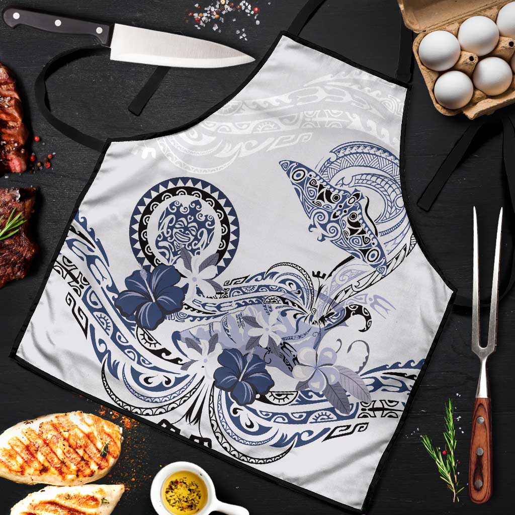Polynesian Manta Ray Apron Blue Floral Turtle Tattoo - Polynesian Pride