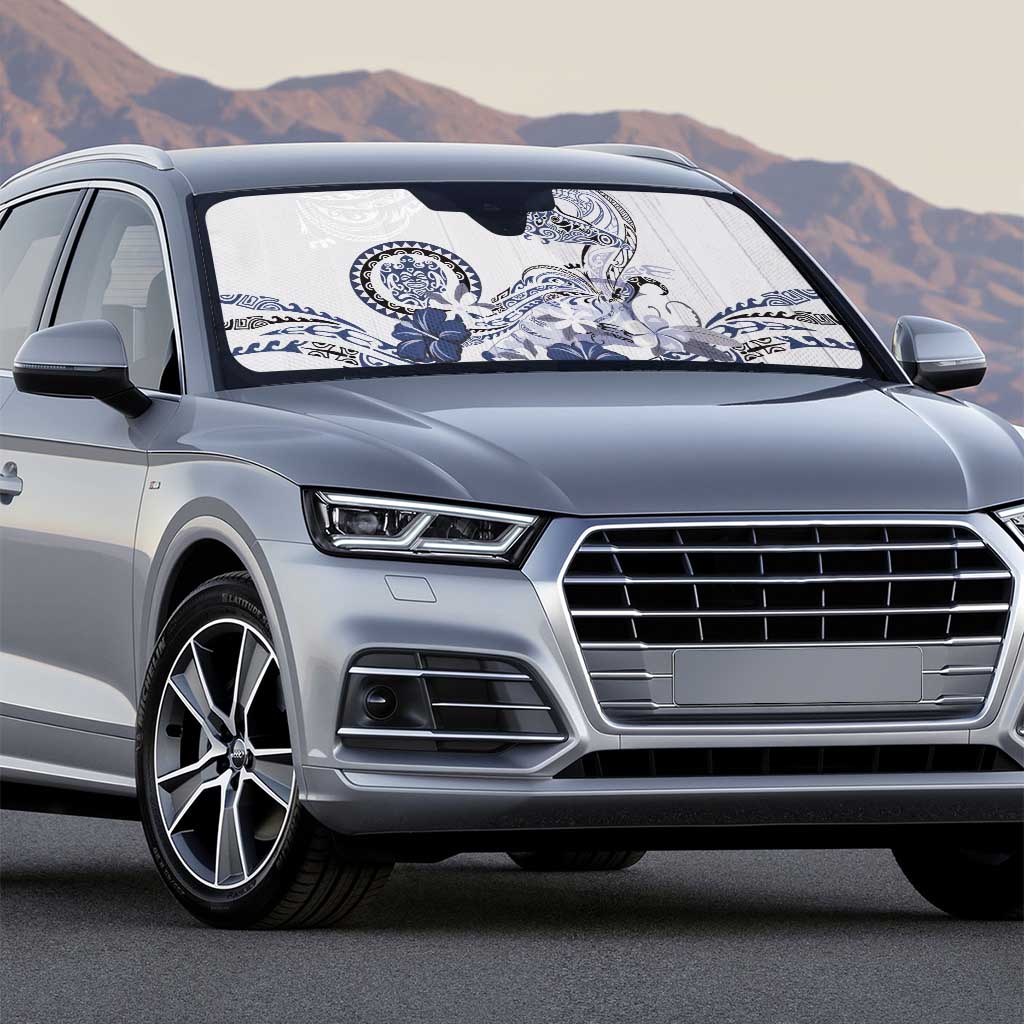 Polynesian Manta Ray Auto Sun Shade Blue Floral Turtle Tattoo - Polynesian Pride