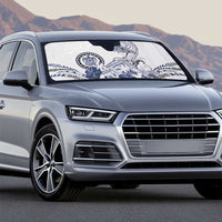 Polynesian Manta Ray Auto Sun Shade Blue Floral Turtle Tattoo - Polynesian Pride