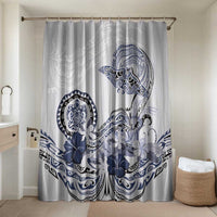 Polynesian Manta Ray Bathroom Set Blue Floral Turtle Tattoo - Polynesian Pride