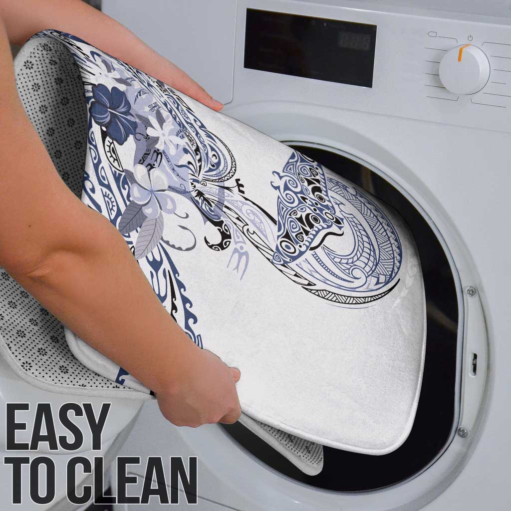 Polynesian Manta Ray Bathroom Set Blue Floral Turtle Tattoo - Polynesian Pride