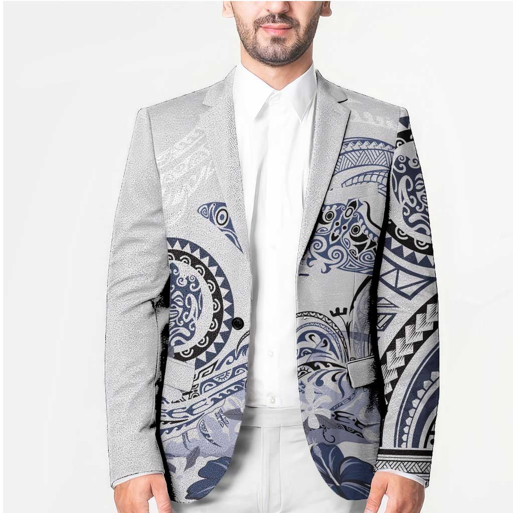 Polynesian Manta Ray Blazer Blue Floral Turtle Tattoo - Polynesian Pride