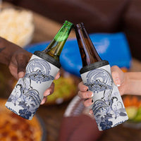 Polynesian Manta Ray 4 in 1 Can Cooler Tumbler Blue Floral Turtle Tattoo - Polynesian Pride