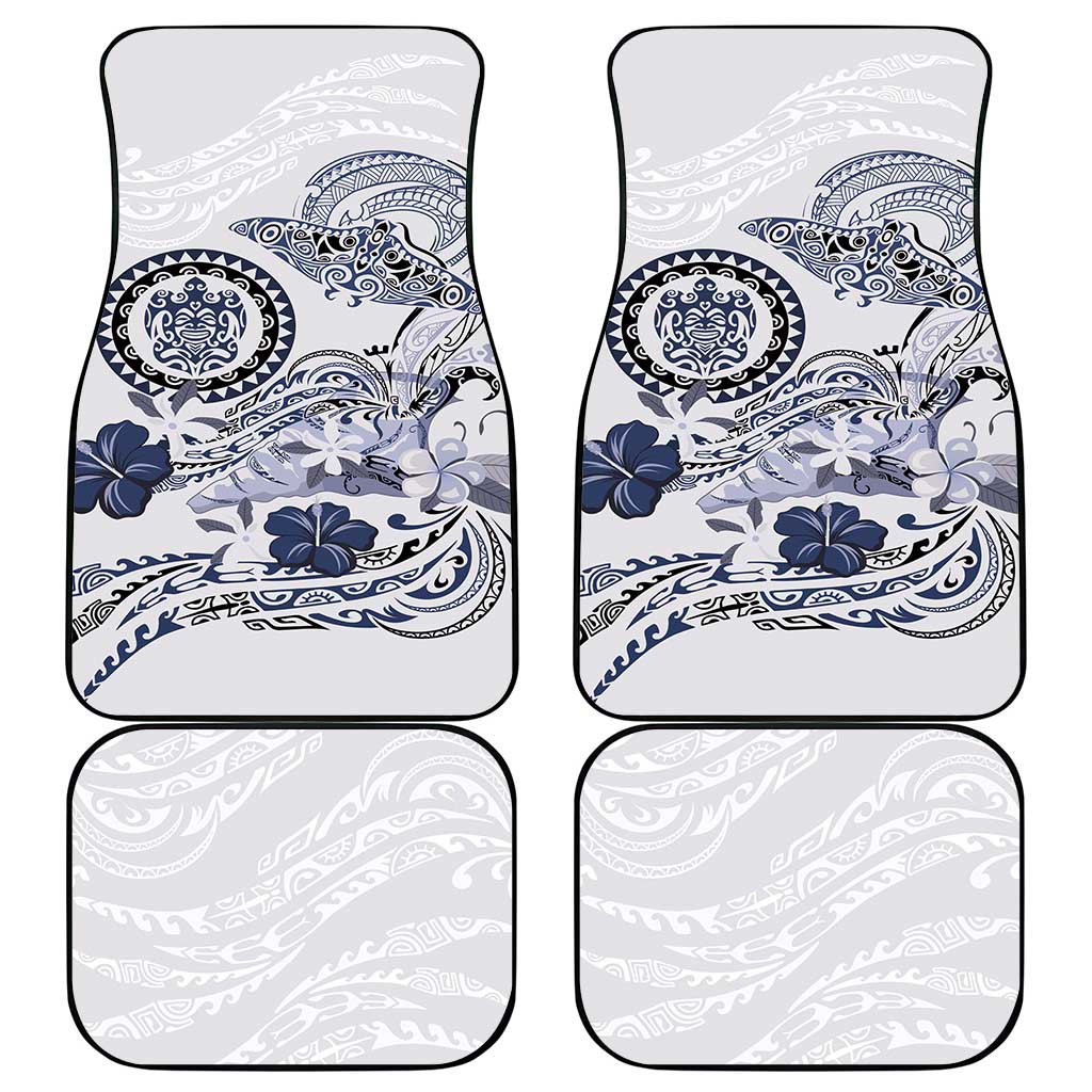 Polynesian Manta Ray Car Mats Blue Floral Turtle Tattoo - Polynesian Pride