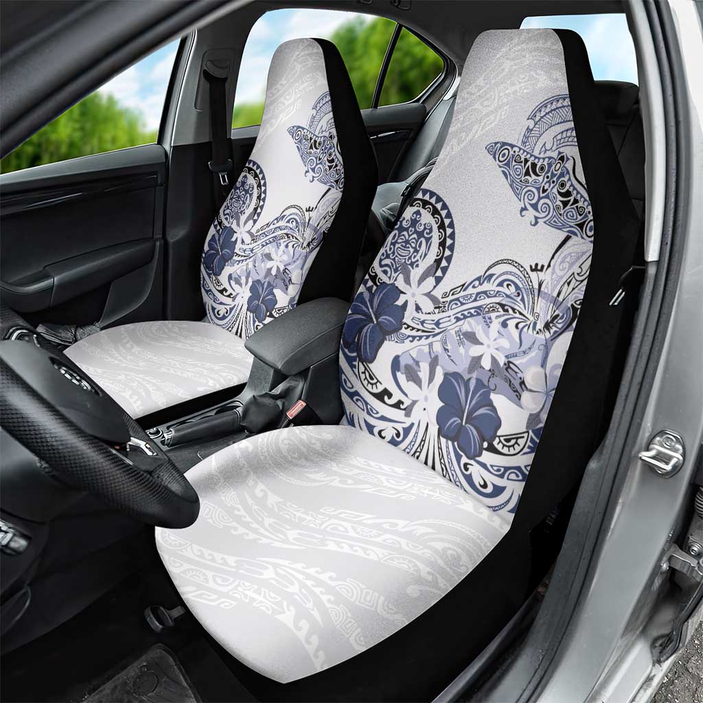 Polynesian Manta Ray Car Seat Cover Blue Floral Turtle Tattoo - Polynesian Pride