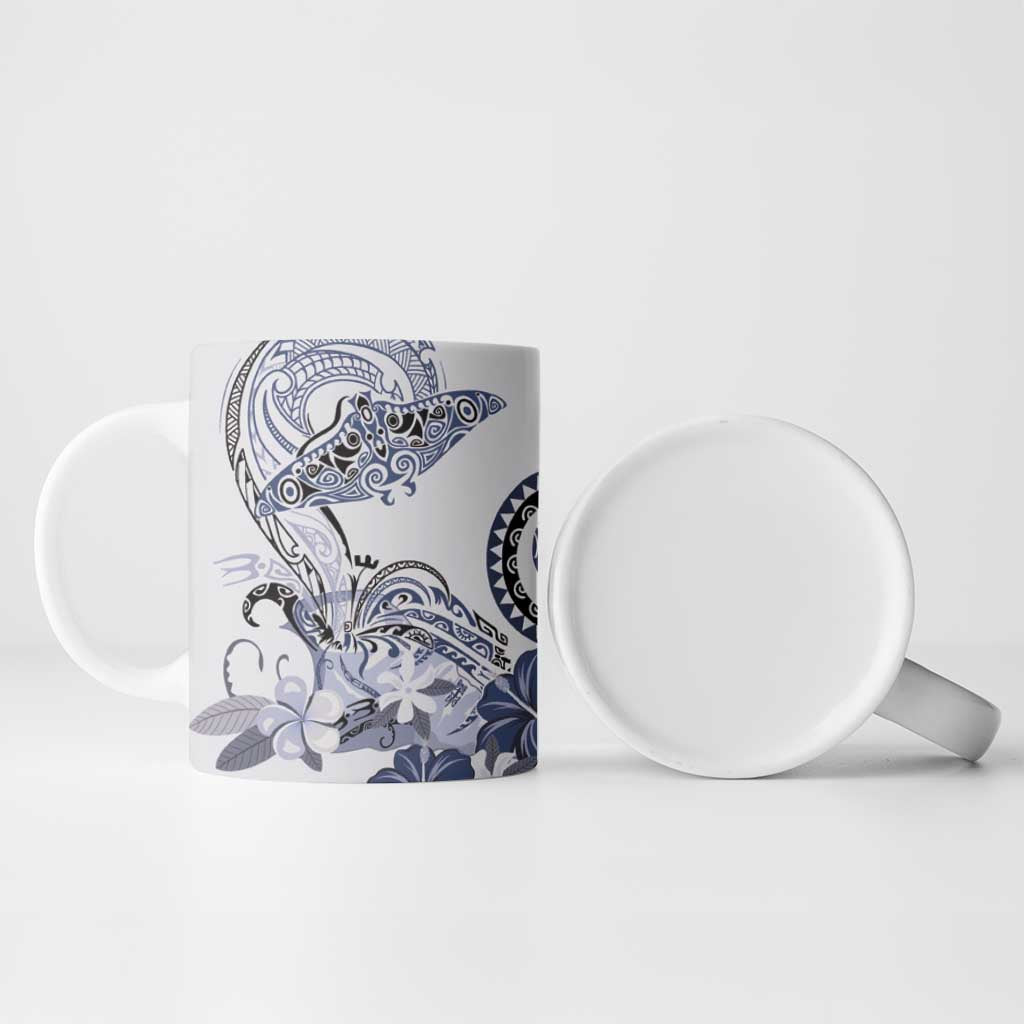 Polynesian Manta Ray Ceramic Mug Blue Floral Turtle Tattoo - Polynesian Pride
