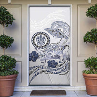 Polynesian Manta Ray Door Cover Blue Floral Turtle Tattoo - Polynesian Pride