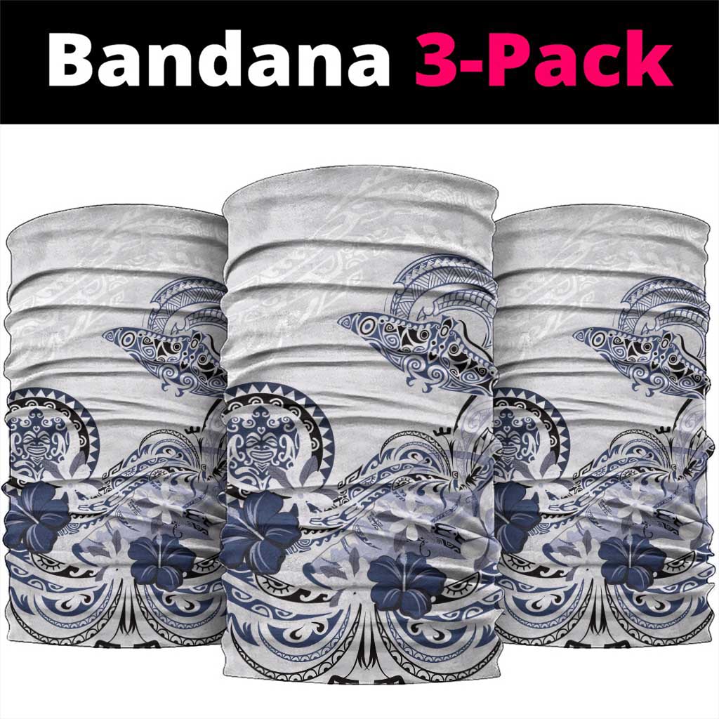 Polynesian Manta Ray Neck Gaiter Blue Floral Turtle Tattoo - Polynesian Pride