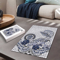 Polynesian Manta Ray Puzzle Blue Floral Turtle Tattoo - Polynesian Pride