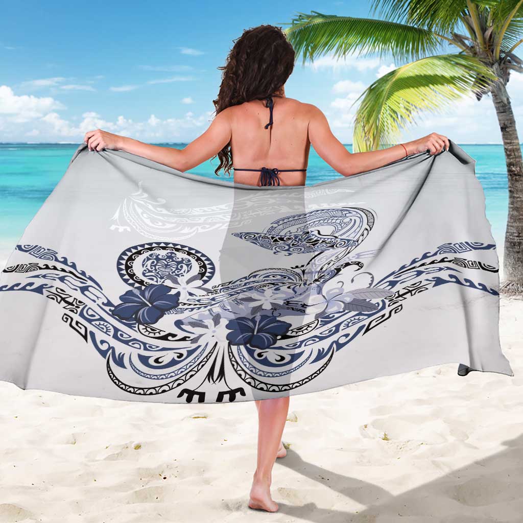 Polynesian Manta Ray Sarong Blue Floral Turtle Tattoo - Polynesian Pride