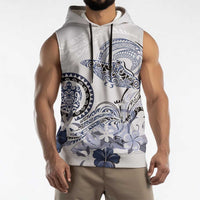 Polynesian Manta Ray Sleeveless Hoodie Blue Floral Turtle Tattoo - Polynesian Pride