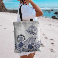 Polynesian Manta Ray Tote Bag Blue Floral Turtle Tattoo - Polynesian Pride