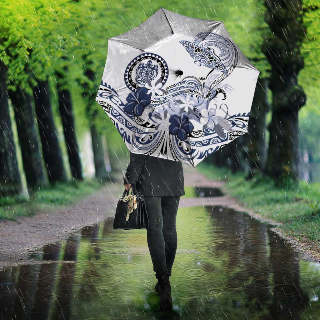 Polynesian Manta Ray Umbrella Blue Floral Turtle Tattoo - Polynesian Pride