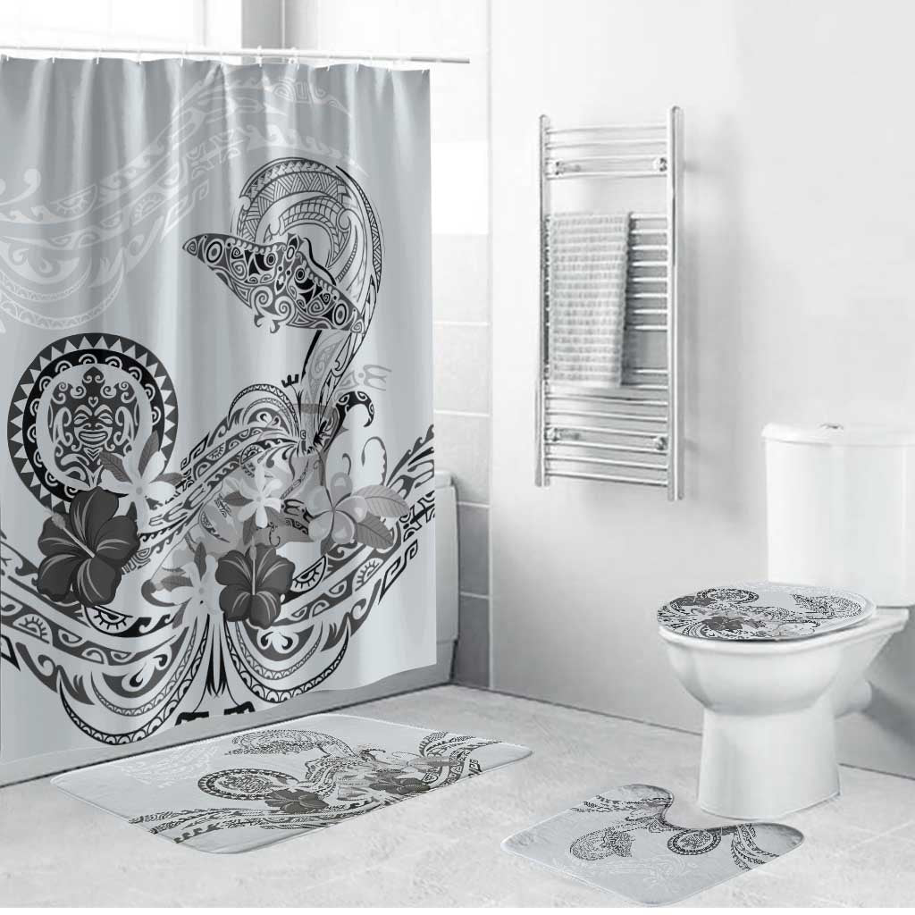 Polynesian Manta Ray Bathroom Set Gray Floral Turtle Tattoo - Polynesian Pride