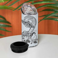 Polynesian Manta Ray 4 in 1 Can Cooler Tumbler Gray Floral Turtle Tattoo - Polynesian Pride