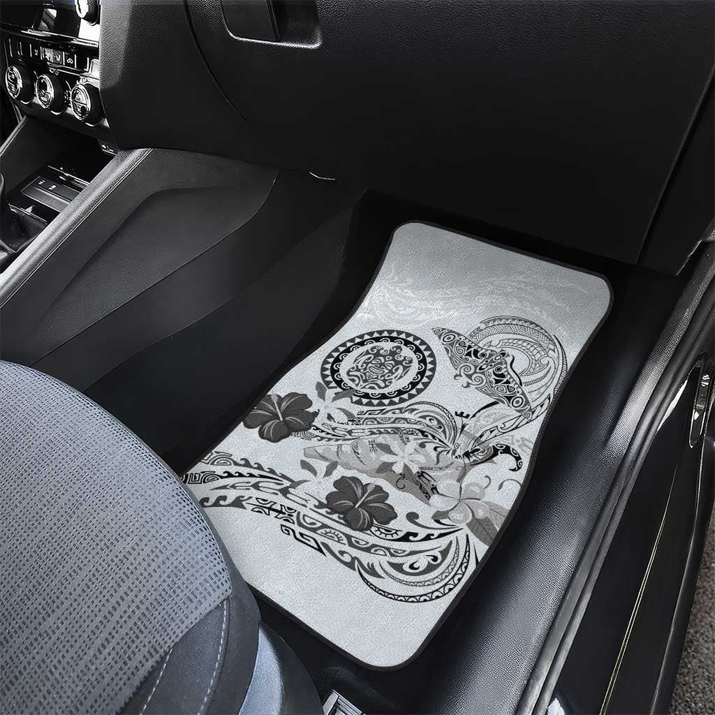 Polynesian Manta Ray Car Mats Gray Floral Turtle Tattoo - Polynesian Pride