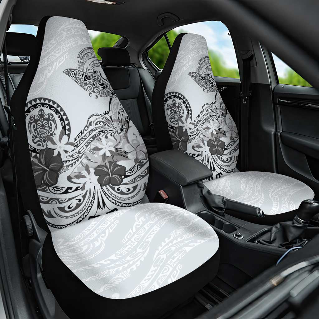 Polynesian Manta Ray Car Seat Cover Gray Floral Turtle Tattoo - Polynesian Pride