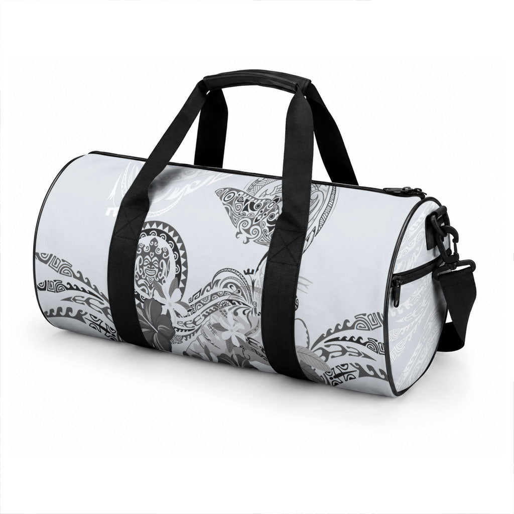 Polynesian Manta Ray Duffle Bag Gray Floral Turtle Tattoo LT9 - Polynesian Pride