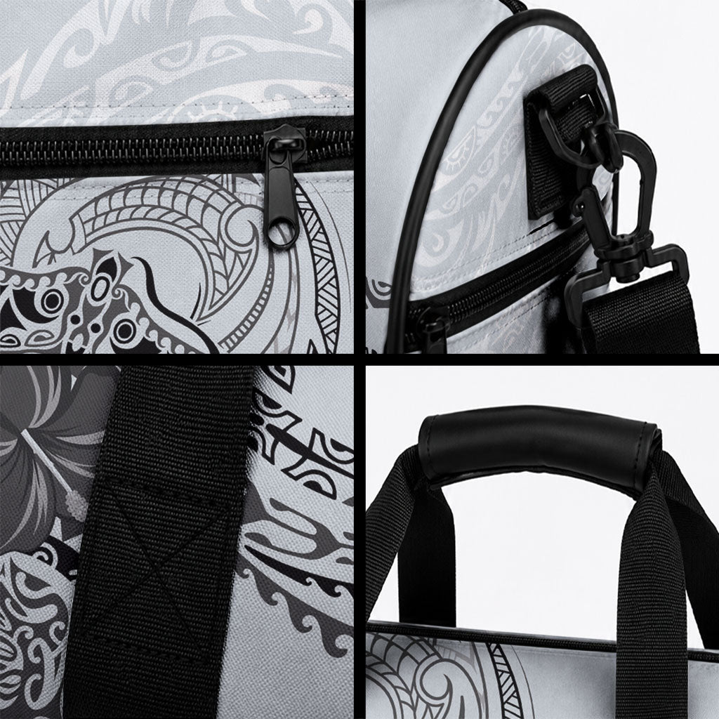 Polynesian Manta Ray Duffle Bag Gray Floral Turtle Tattoo LT9 - Polynesian Pride