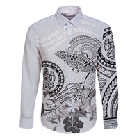 Polynesian Manta Ray Family Matching Summer Maxi Dress and Hawaiian Shirt Gray Floral Turtle Tattoo - Polynesian Pride