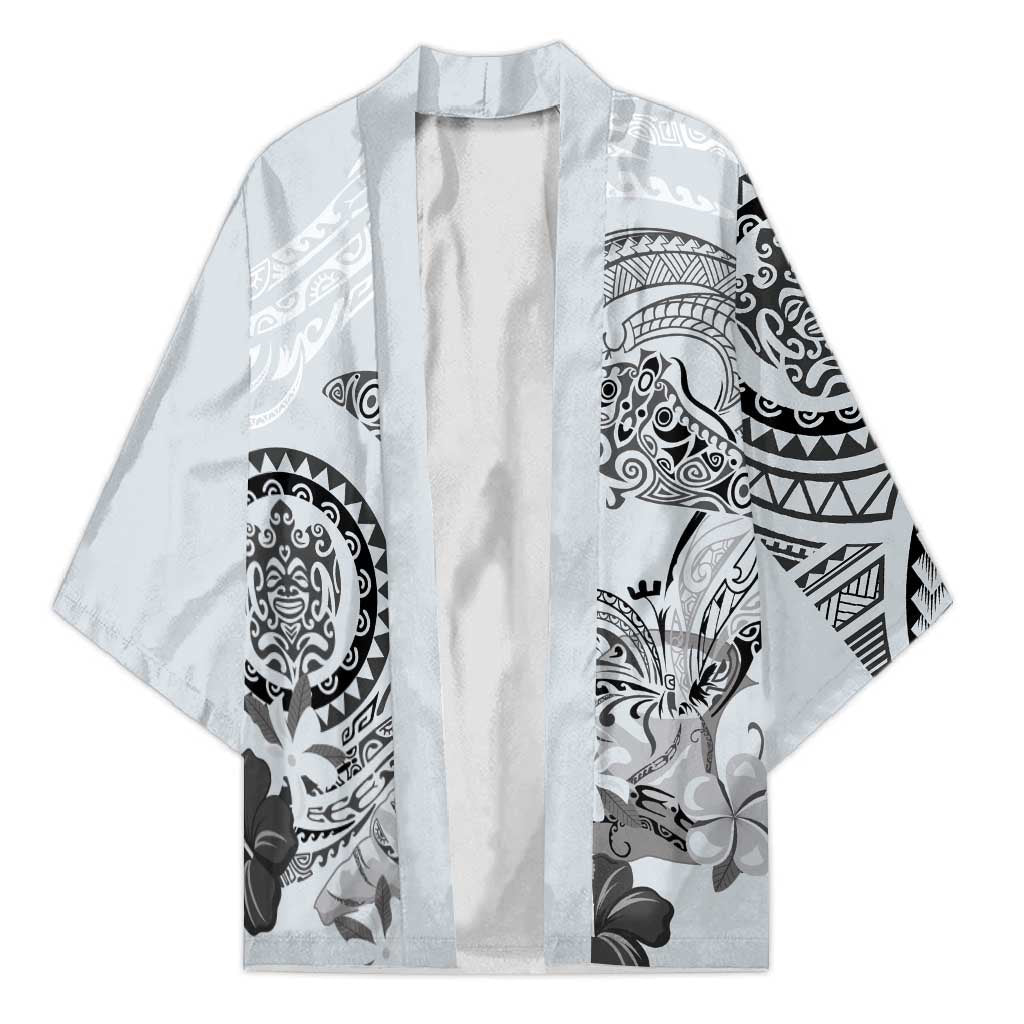 Polynesian Manta Ray Kimono Gray Floral Turtle Tattoo - Polynesian Pride