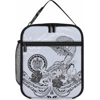 Polynesian Manta Ray Lunch Bag Gray Floral Turtle Tattoo LT9 10.2 × 8.3 × 4.3 inch Gray - Polynesian Pride