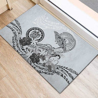 Polynesian Manta Ray Rubber Doormat Gray Floral Turtle Tattoo - Polynesian Pride