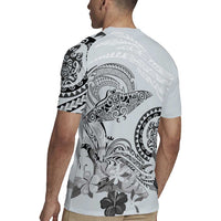 Polynesian Manta Ray Rugby Jersey Gray Floral Turtle Tattoo - Polynesian Pride