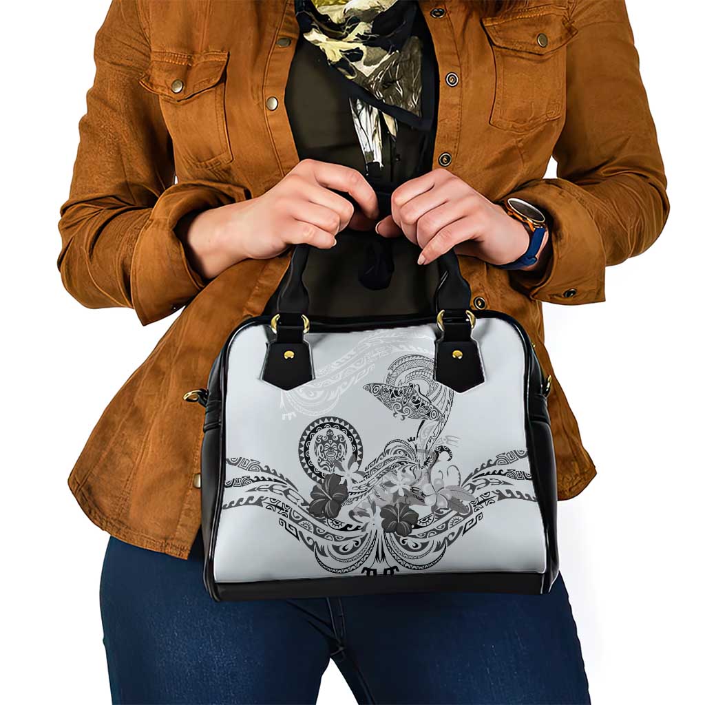 Polynesian Manta Ray Shoulder Handbag Gray Floral Turtle Tattoo - Polynesian Pride