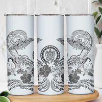 Polynesian Manta Ray Skinny Tumbler Gray Floral Turtle Tattoo - Polynesian Pride