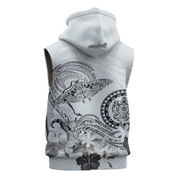 Polynesian Manta Ray Sleeveless Hoodie Gray Floral Turtle Tattoo - Polynesian Pride