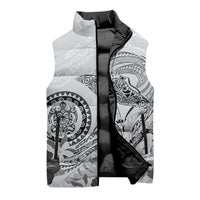 Polynesian Manta Ray Sleeveless Puffer Jacket Gray Floral Turtle Tattoo - Polynesian Pride