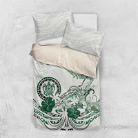 Polynesian Manta Ray Bedding Set Green Floral Turtle Tattoo - Polynesian Pride