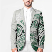 Polynesian Manta Ray Blazer Green Floral Turtle Tattoo - Polynesian Pride
