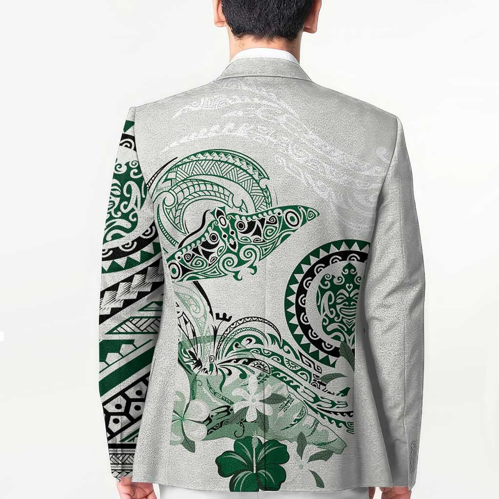 Polynesian Manta Ray Blazer Green Floral Turtle Tattoo - Polynesian Pride