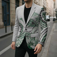 Polynesian Manta Ray Blazer Green Floral Turtle Tattoo - Polynesian Pride