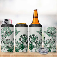 Polynesian Manta Ray 4 in 1 Can Cooler Tumbler Green Floral Turtle Tattoo - Polynesian Pride