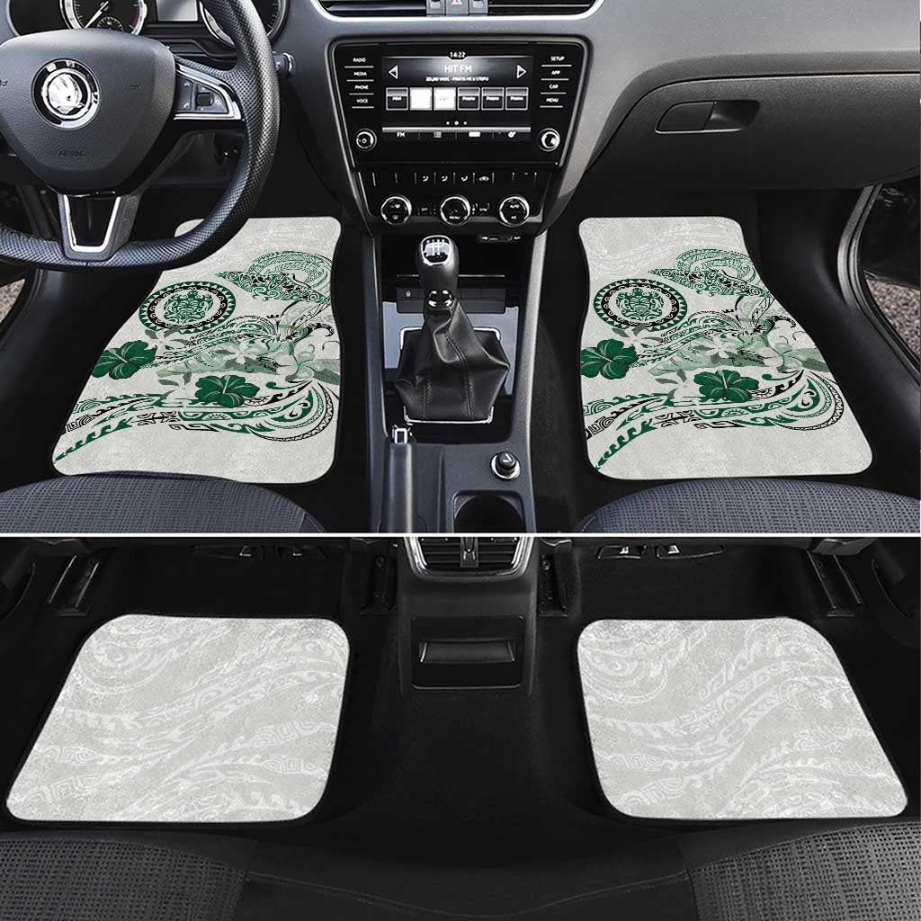 Polynesian Manta Ray Car Mats Green Floral Turtle Tattoo - Polynesian Pride