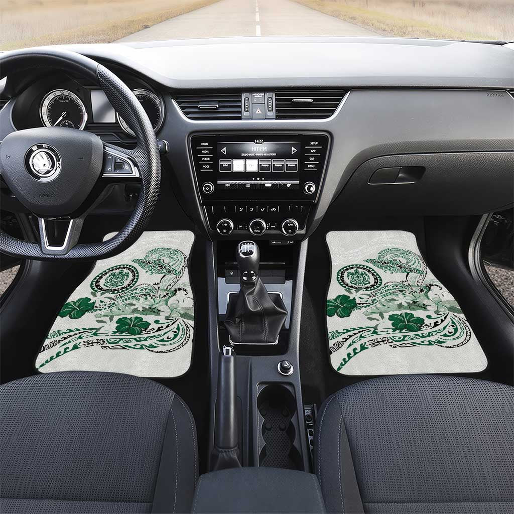 Polynesian Manta Ray Car Mats Green Floral Turtle Tattoo - Polynesian Pride
