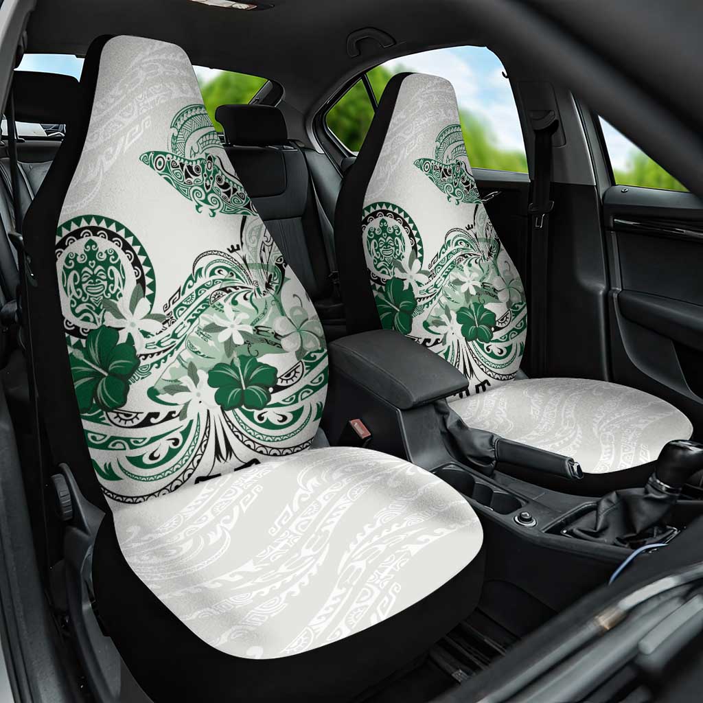 Polynesian Manta Ray Car Seat Cover Green Floral Turtle Tattoo - Polynesian Pride