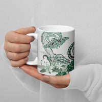 Polynesian Manta Ray Ceramic Mug Green Floral Turtle Tattoo - Polynesian Pride