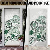 Polynesian Manta Ray Door Cover Green Floral Turtle Tattoo - Polynesian Pride