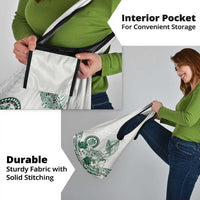 Polynesian Manta Ray Grocery Bag Green Floral Turtle Tattoo - Polynesian Pride