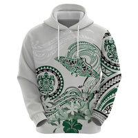 Polynesian Manta Ray Hoodie Green Floral Turtle Tattoo - Polynesian Pride