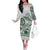 Polynesian Manta Ray Off The Shoulder Long Sleeve Dress Green Floral Turtle Tattoo - Polynesian Pride