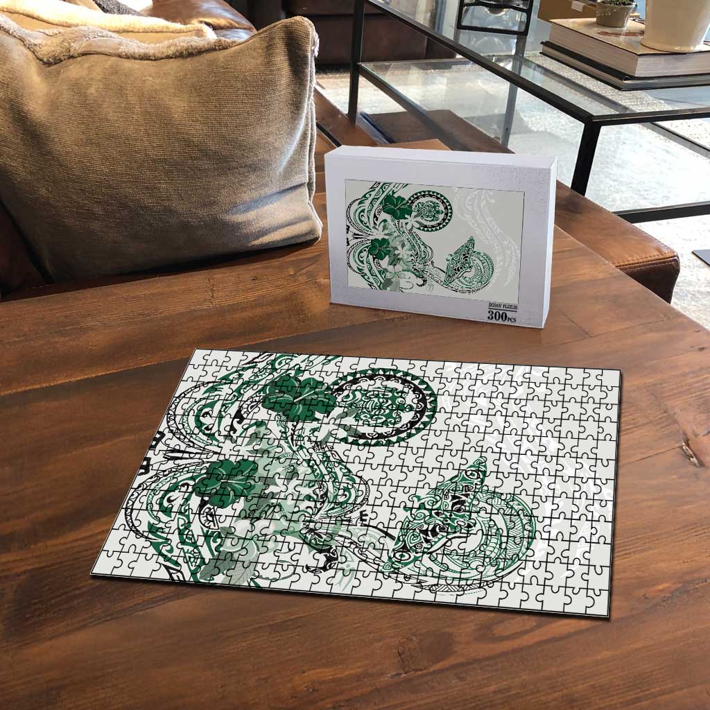 Polynesian Manta Ray Puzzle Green Floral Turtle Tattoo - Polynesian Pride