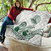 Polynesian Manta Ray Quilt Green Floral Turtle Tattoo - Polynesian Pride